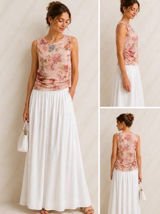 MCM Tops - Delicate  women’s sleeveless floral top  Size L